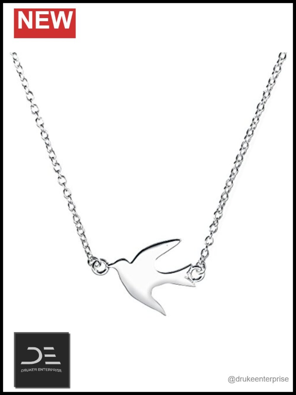 Sterling Silver Soaring Bird Pendant Necklace 18", Hypoallergenic Fine Jewelry